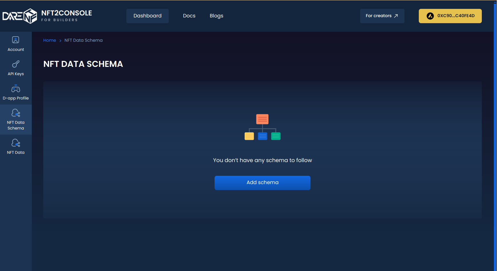 Console create data schema