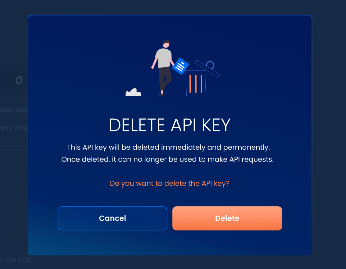Console delete API key